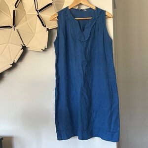 Elana Baldi made in Italy 100% linen dress blue shift dress size small